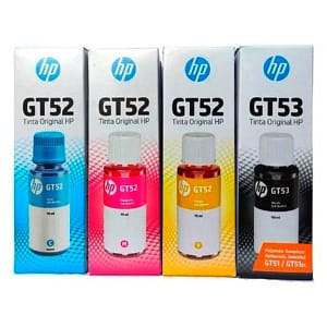 Pack de Tintas HP GT-53 Negro y GT-52 Cian, Magenta, yellow