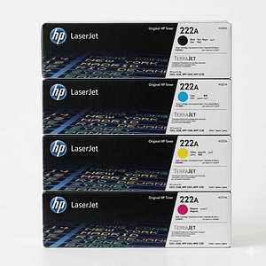 Kit Toner Hp 222A LaserJet Pro 3203dw / MFP 3303fdw Black, Cyan, Yellow, Magenta. rinde negro 1.300 Páginas colores 1.200 Páginas cada color.